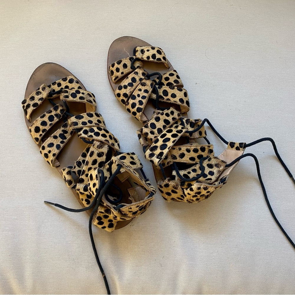 Loeffler Randall Leopard Gladiator Flat Sandals